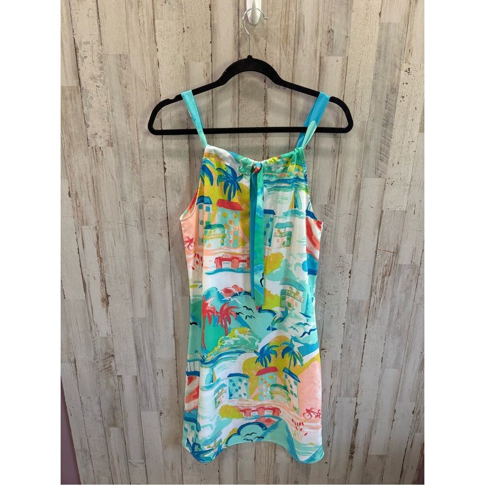 crown & ivy Tropical Print Mini Dress in Turquoise, Red, Yellow - Picture 5 of 8